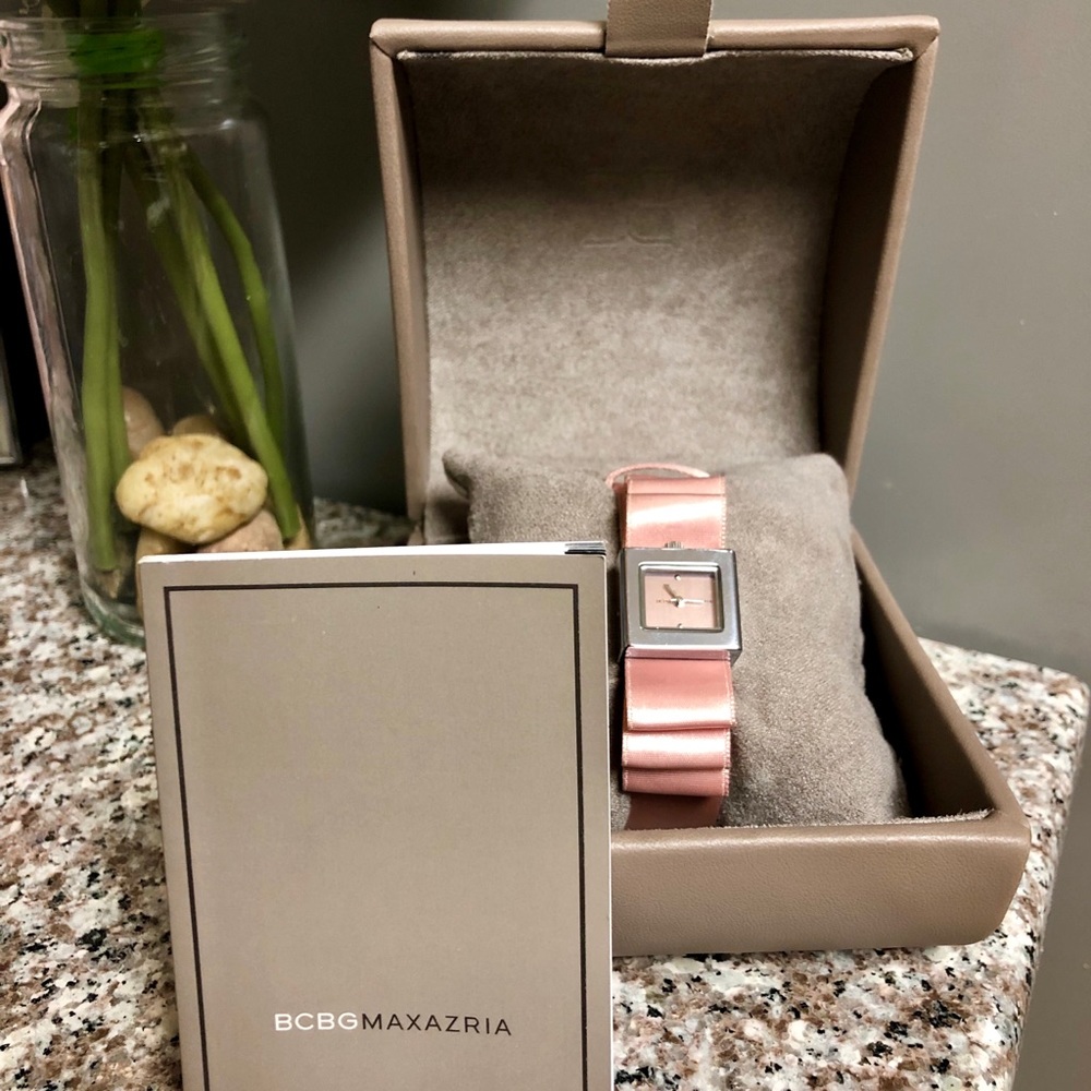 BCBG Pink Satin Bow Watch